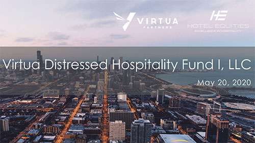 Postcard advertising the Virtua Distressed Hospitality Fund webinar